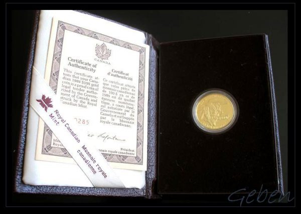 Zlatá mince 100 Dollars Indián - Sainte Marie 1639-1989