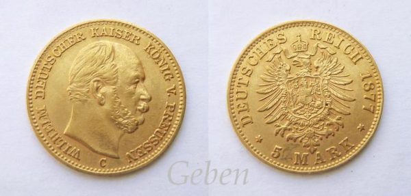 5 Marka 1877 C Wilhelm I.