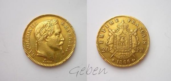 20 Frank 1866 BB Napoleon III..
