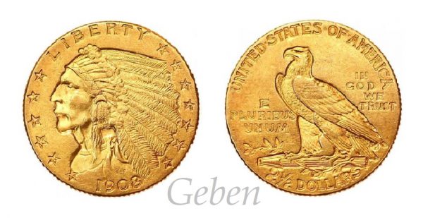 2 1/2 Dollars 1908 Indian Head – Quarter Eagle