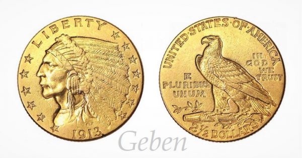 2 1/2 Dollars 1913 Indian Head – Quarter Eagle