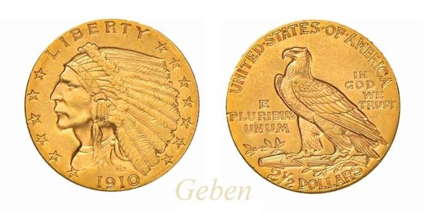 2 1/2 Dollars 1910 Indian Head – Quarter Eagle