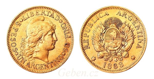 Argentino - 5 Pesos 1888 ! Libertad