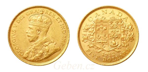 5 Dollars 1912 KANADA – Král Jiří V.