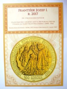 100 Koruna 1907 - 2017 KB KORUNOVAČNÍ - VZÁCNÁ č. 009 ! certifikát