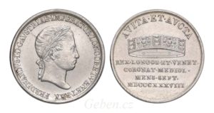 Ferdinand V. Menší žeton 1838 M - Nádherný a vzácný