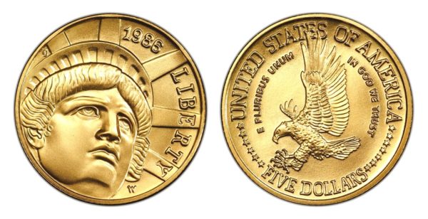 5 Dollars LIBERTY - Socha Svobody 100. výročí - b.k. !