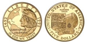 5 Dollars COLUMBUS 500. výročí objevení Ameriky - PROOF