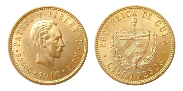5 Pesos 1916 CUBA - Vzácné !