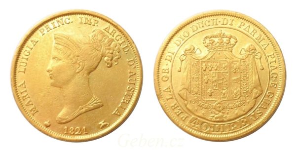 40 Lira 1821 ! Marie Luisa - Vzácná a krásná