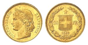 20 Frank 1895 ! typ LIBERTAS - Švýcarsko Bern Vzácný ročník