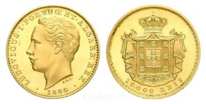10000 Reis 1880 Luis I. - Velká a vzácná mince !