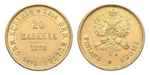 20 MARKKAA 1878 Alexander II. FINSKO - První ročník Vzácná