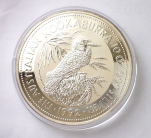 Nádherná investiční stříbrná mince  1992 - První ročník 10 $ KOOKABURRA - 10 Oz STŘÍBRA !