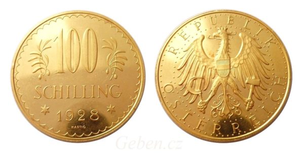 Velká zlatá mince  -  100 Schilling 1928 !  Rakousko