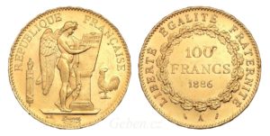 Velká zlatá mince  -  100 Frank 1886 A - III. Republika