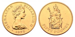     Nádherná větší zlatá mince  -  50 Liber ! 1975 R  Elizabeth II.    