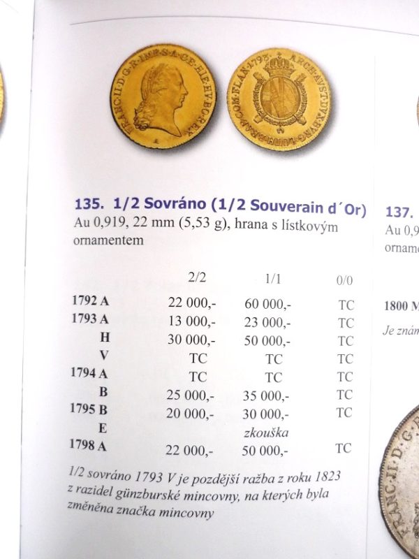 Katalog - 1/2 Sovráno – 1/2 Souverain d’Or 1793 V !