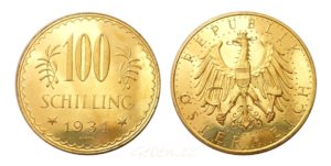Velká zlatá mince - 100 Schilling 1931