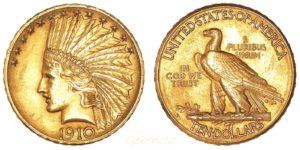 Zlatý 10 Dollars 1910 D Indian Head - Eagle