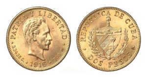 2 Pesos 1916 ! CUBA Vzácné Nádherné
