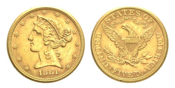 5 Dollars 1881 - LIBERTY Head