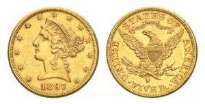 5 Dollars 1897 San Francisco ! LIBERTY Head / Half Eagle
