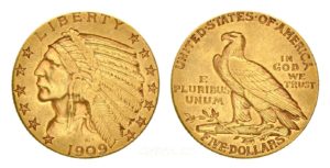 5 Dollars 1909 Indian Head - Philadelfia !