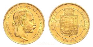Zlatá mince Fr. Josef I. - 8 Zlatník - 8 Forint 1873 KB