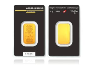 ZLATÝ SLITEK 10 g Argor Heraeus Švýcarsko - Ryzí zlato