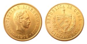 Nádherná zlatá mince - 5 Pesos 1915 KUBA - Vzácné