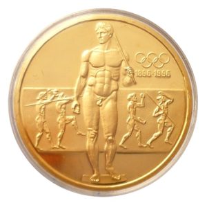 Zlatá mince ze sady: Zlato & Stříbro - Nádherná sada komplet - OH ATÉNY 1896 - 1996