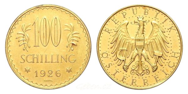 Velká zlatá mince  -  100 Schilling 1926 !  Rakousko