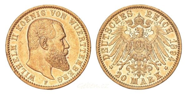 20 Marka 1894 F ! Wilhelm II. - Württemberg