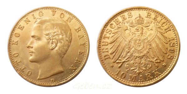 10 Marka 1898 D Král OTTO - Bavorsko