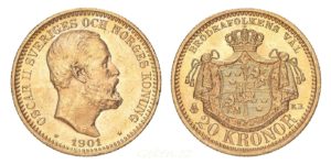 20 KRONOR 1901 Oskar II. Nádherná a vzácná
