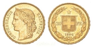 20 Frank 1896 ! typ LIBERTAS – Švýcarsko Bern, Vzácný - Poslední ročník