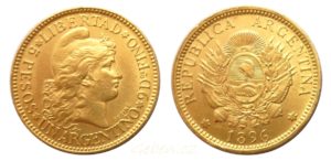 Argentino 5 Pesos 1896 ! Libertad - Vzácný ročník "R"