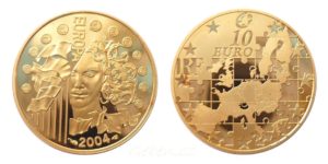 Větší zlatá mince 10 EURO 2004 - Rozšíření Evropské unie . PUZZLE - Vzácné pouze 5 tis. ks !