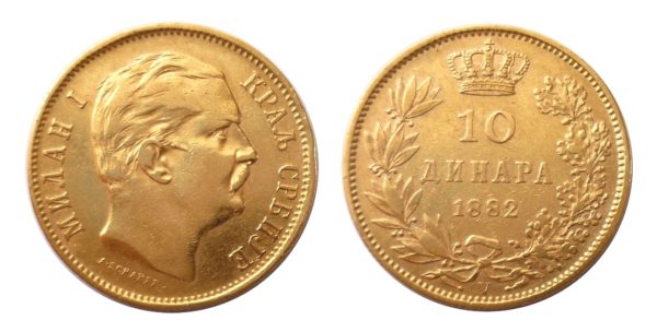 10 Dinara 1882 - Král Milan Obrenovič - Vídeň