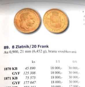 8Katalog Veselý - 8 Zlatník / 8 Forint 1871 GYF