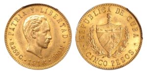5 Pesos 1916 CUBA - Nádherné PCGS MS 63 !