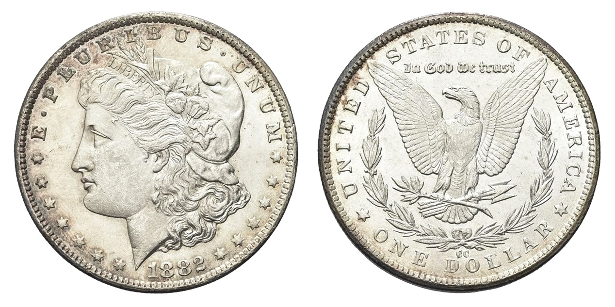 Morgan Dollar 1882 CC - Carson City MS 62 !