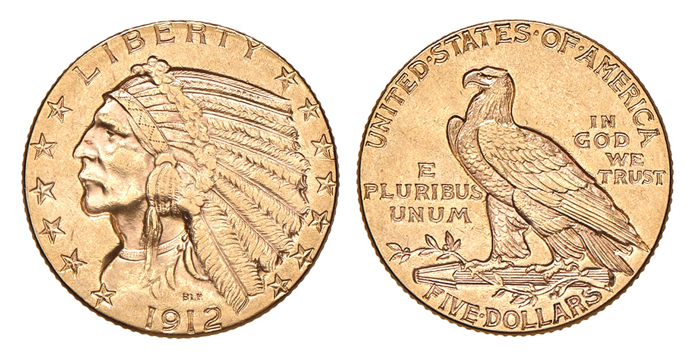 5 Dollars 1912 ! Indian Head - Philadelfia