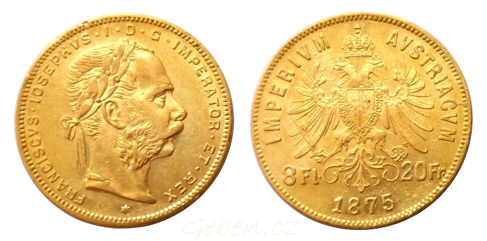 8 Zlatník - 8 Gulden 1875 - lepší ročník