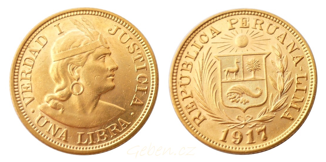1 LIBRA 1917 Peru INDIAN