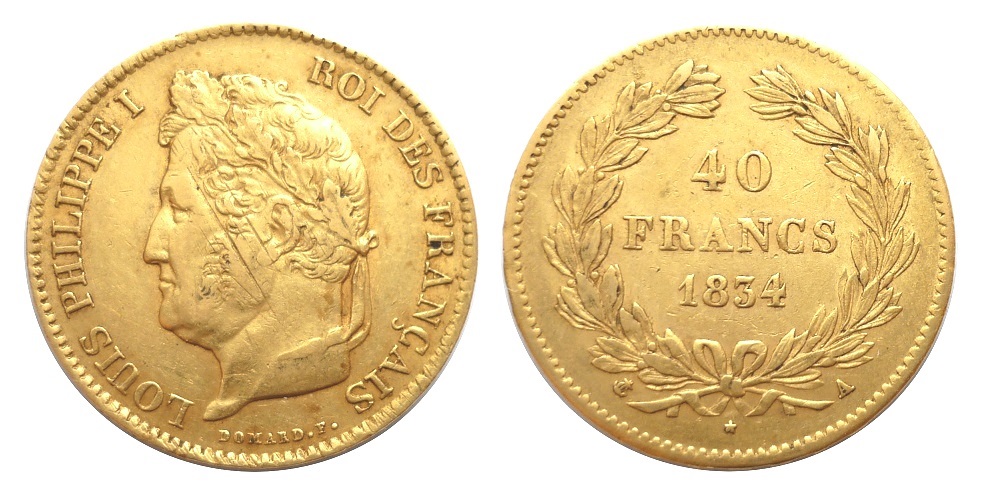 40 Frank 1834 A – Louis Philippe I.