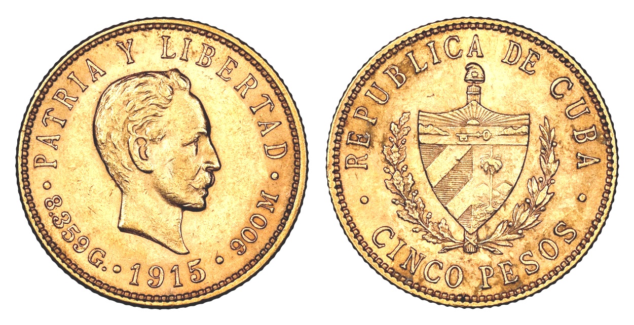 5 Peso 1915 ! CUBA Vzácné