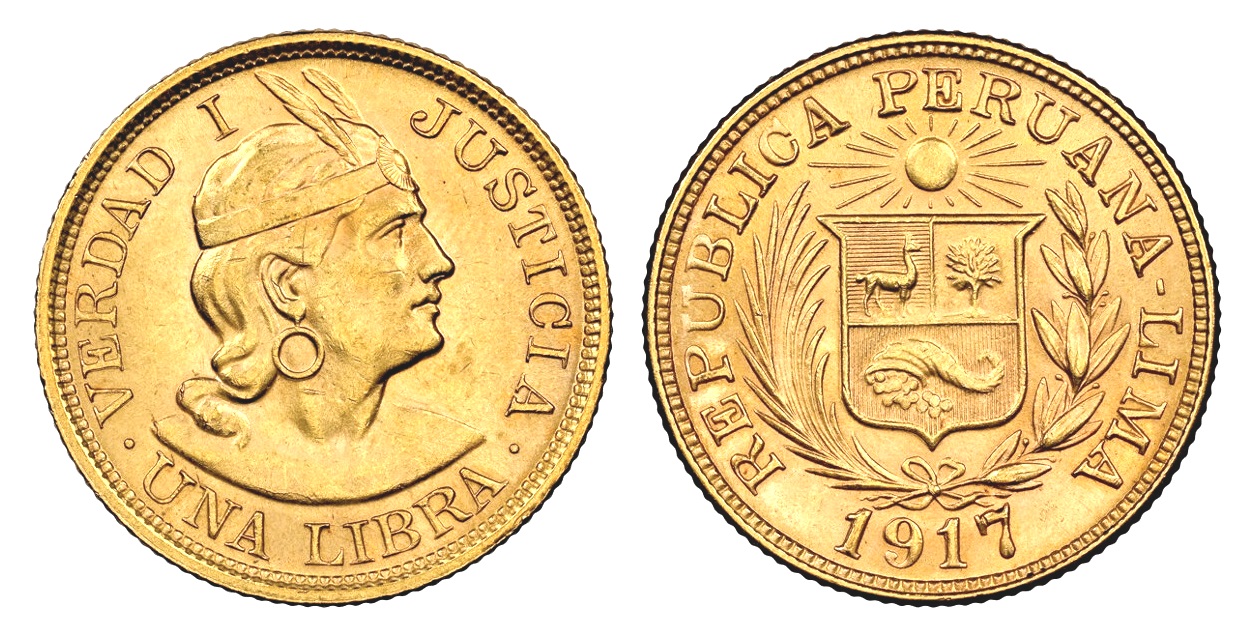 1 LIBRA 1917 Peru INDIAN