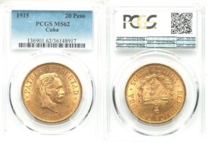 20 Pesos 1915 CUBA - Nádherné PCGS MS 62